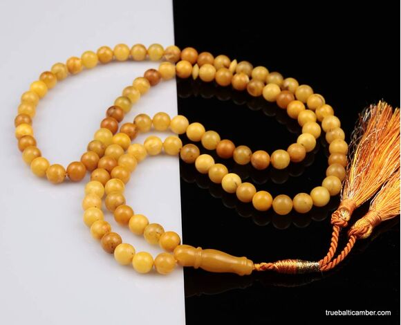 ANTIQUE Islamic 99 Baltic amber Prayer ROUND beads