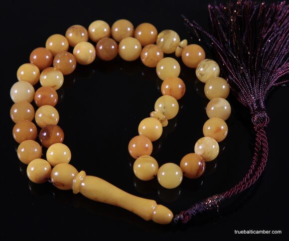 ANTIQUE Islamic 37 Baltic amber prayer ROUND beads